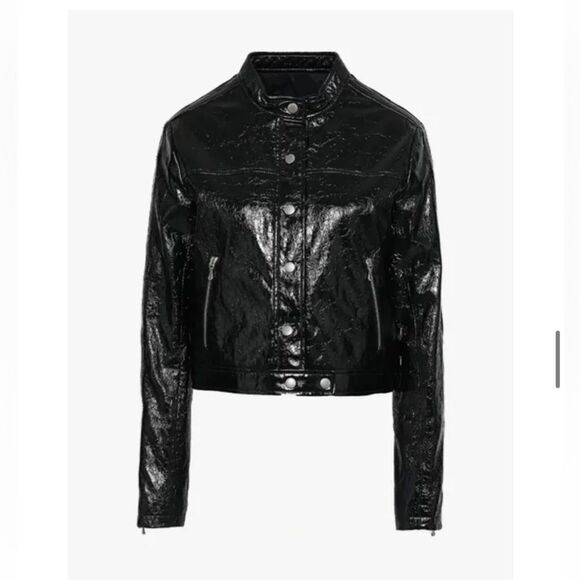 Rag & Bone Toni cropped cracked patent leather jacket